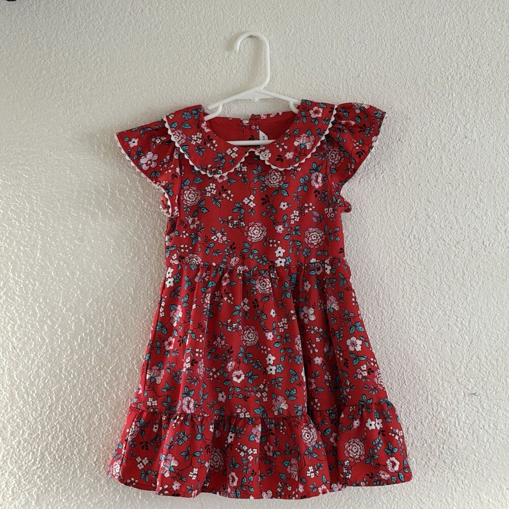 Toddler Janie & Jack Size 4 Floral Flutter Sleeve Dress